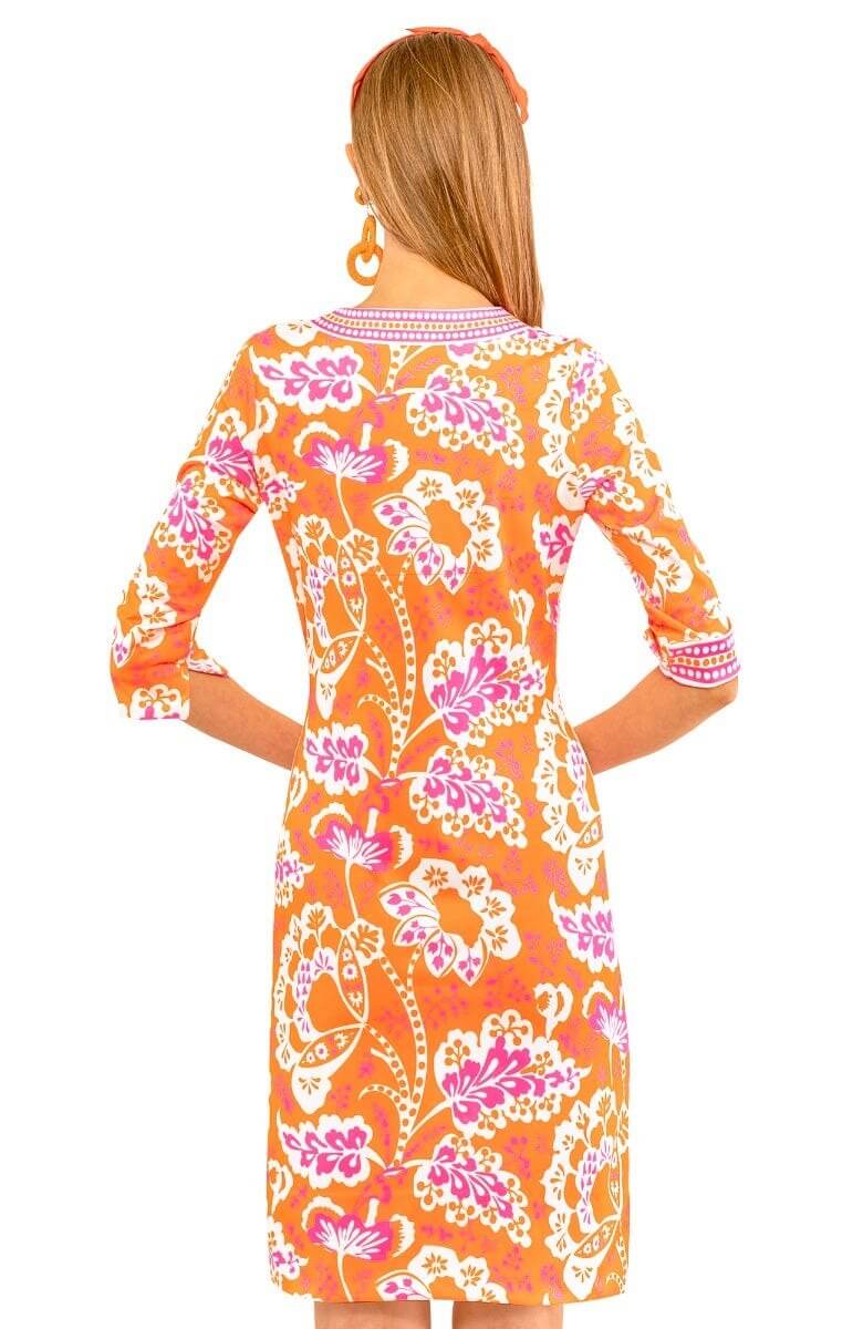 Split Neck Dress - Flora