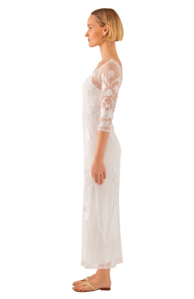 Mesh Embroidered Midi/Maxi Dress with Slip - Ikebana