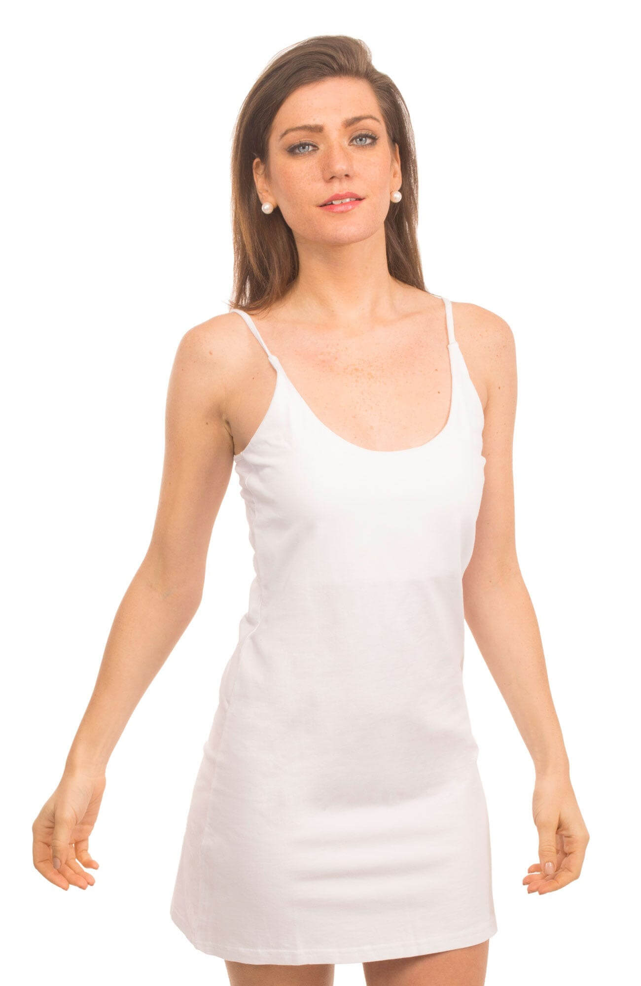 Cotton Spandex Long Cami Slip
